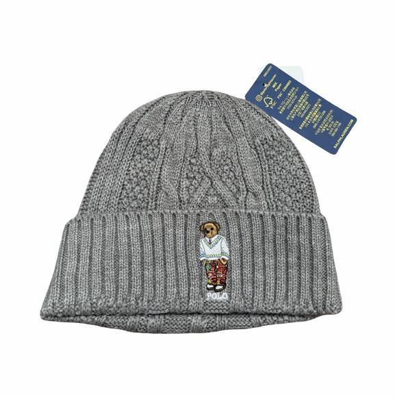 Polo Ralph Lauren Unisex Pony Cashmere Cable Knit Scarf and Beanie Gift Set NEW - Picture 3 of 8